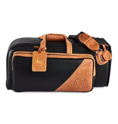 GARD Elite Trumpet/Flugelhorn Gig Bag Black Leather with Tan Trim