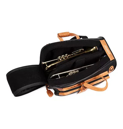 GARD Elite Trumpet/Flugelhorn Gig Bag Black Leather with Tan Trim