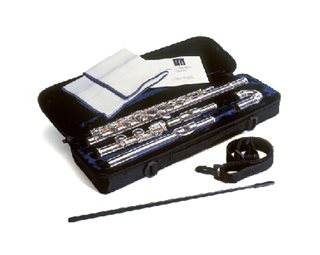 Trevor James 10XE flute, curved & straight heads, silver shaped lip plate, point key