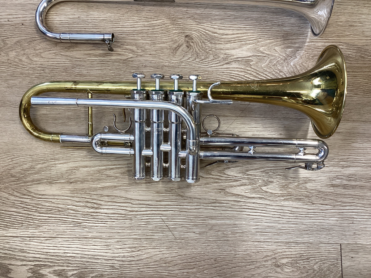 Schilke E3L4 Eb/D 4 Valve Trumpet With 229 Stuad C Trumpet Bell + Original Eb/D Bells, Slide. Bach Quad Case included