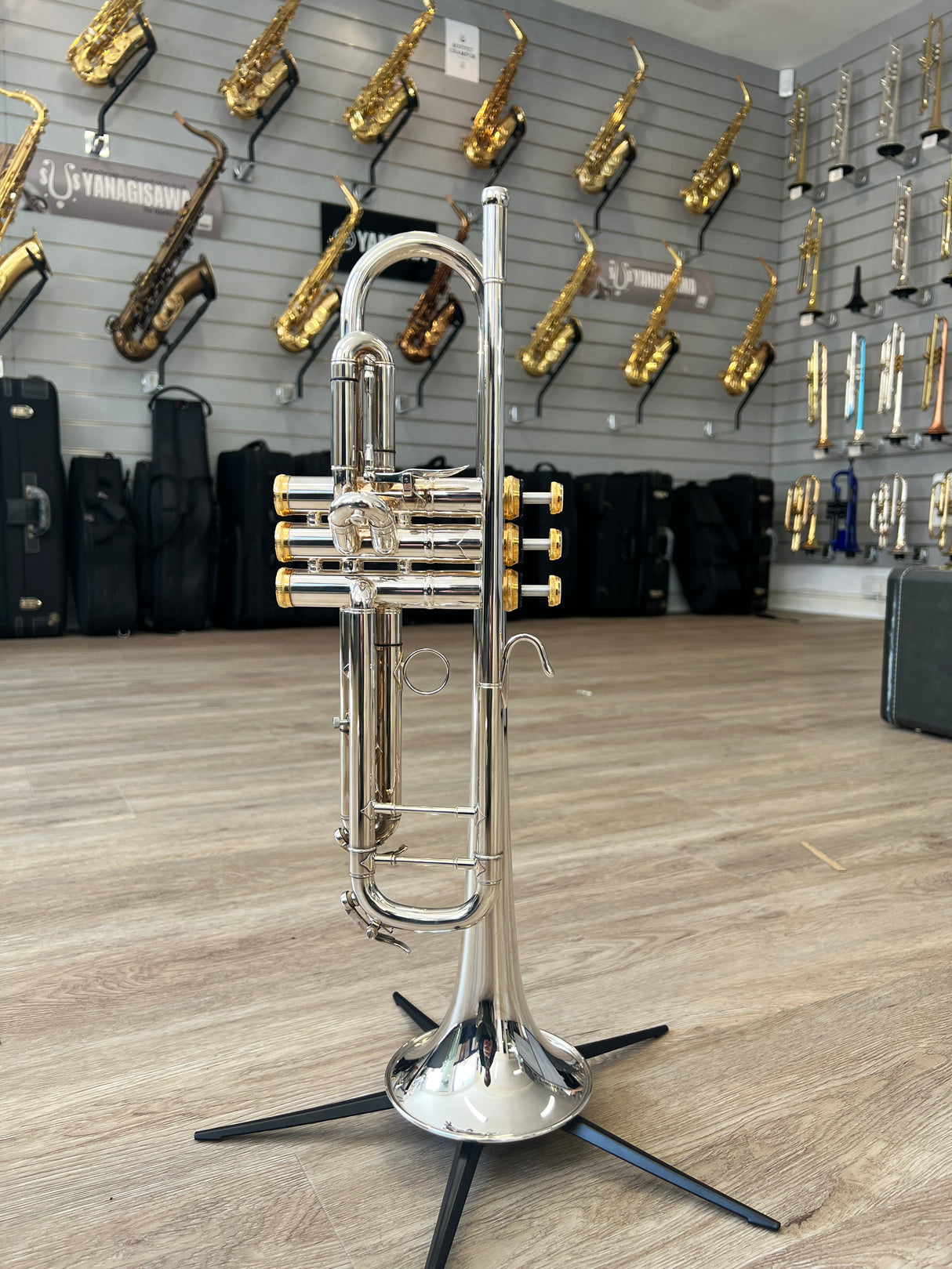 B&S Challenger 2 Philip Cobb London Model Trumpet Outfit Silver Plate, 1st Trigger & Gold Trim