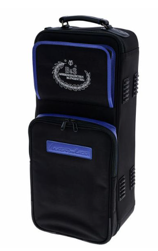 B&S Metropolitan C trumpet. silver plated w harmonic weights and double case.