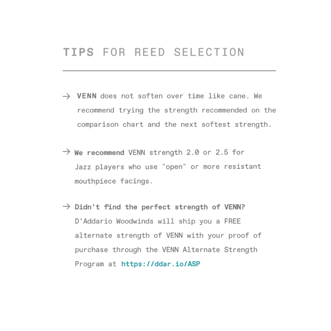 Venn Alto Saxophone Reed