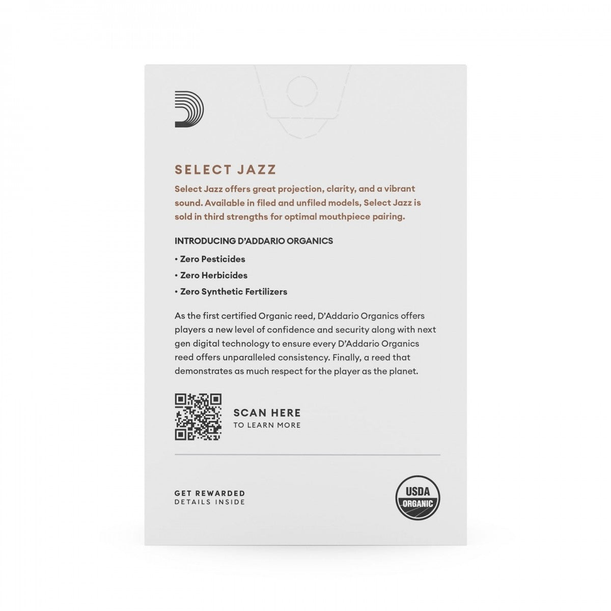 D'Addario Select Jazz Alto Saxophone Reeds - Unfiled