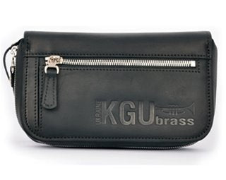 KGU Quad trumpet mouthpiece pouch with Zip brown leather KGU-TPT4BR