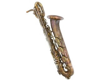 Conn-Selmer 'Premiere'- Bari Sax Vintage Finish to Low A, Engraved gold brass body and keys, dou...