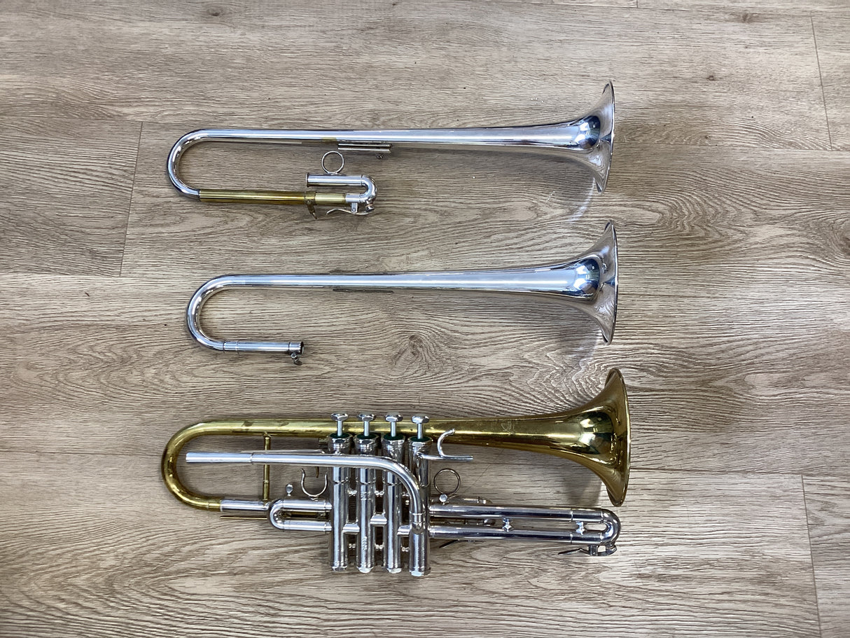 Schilke E3L4 Eb/D 4 Valve Trumpet With 229 Stuad C Trumpet Bell + Original Eb/D Bells, Slide. Bach Quad Case included