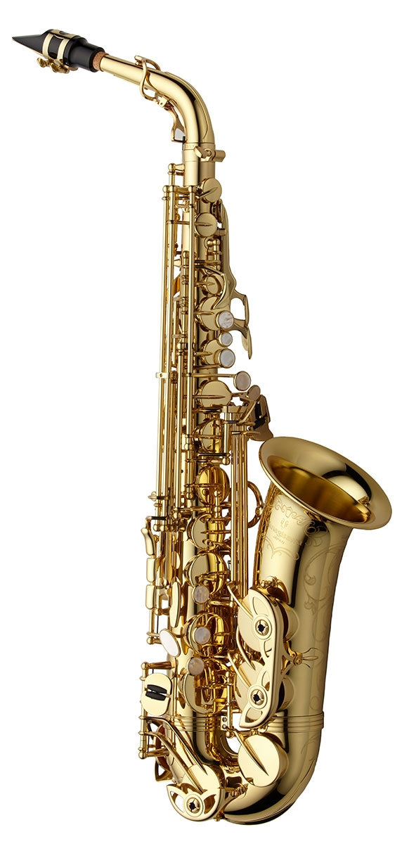 Yanagisawa AWO10U professional alto saxophone in unlacquered brass with ribbed construction. Open, responsive tone and precision Japanese build.