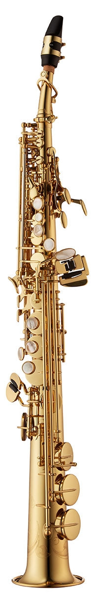 Yanagisawa SWO10 Elite soprano saxophone in lacquered brass with ribbed construction and metal resonators. Rich, focused tone with precision Japanese craftsmanship.