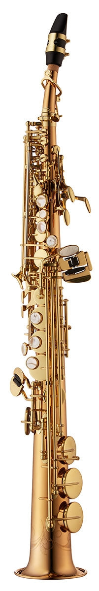 Yanagisawa SWO20 Elite soprano saxophone in lacquered bronze with ribbed construction and metal resonators. Rich, powerful tone with precision Japanese craftsmanship.