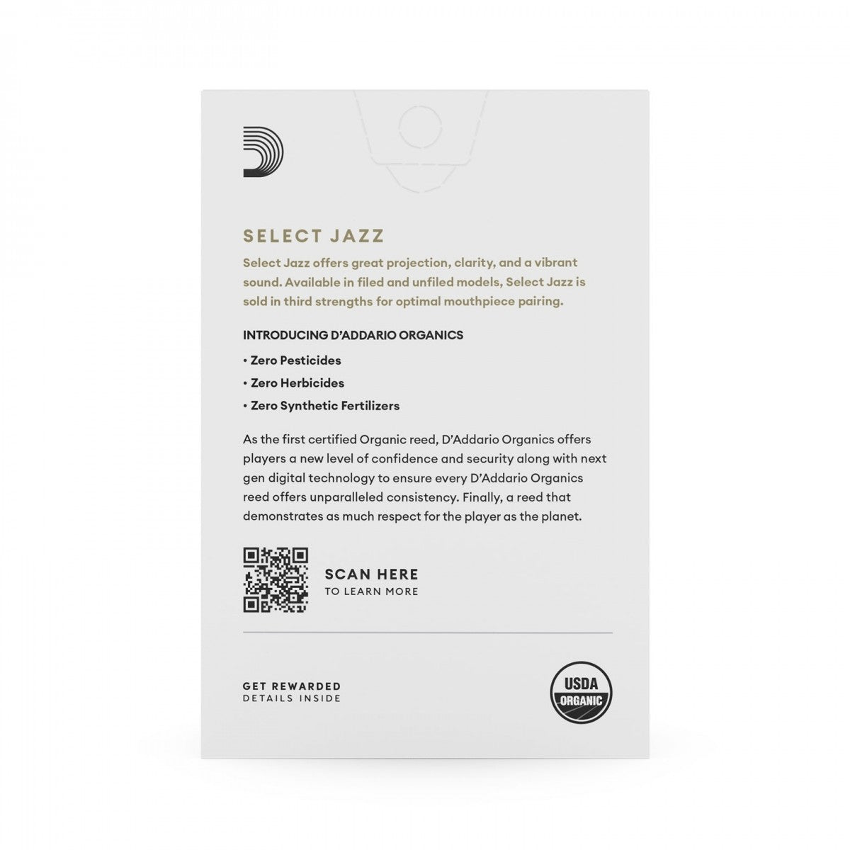 D'Addario Select Jazz Alto Saxophone Reeds - Filed