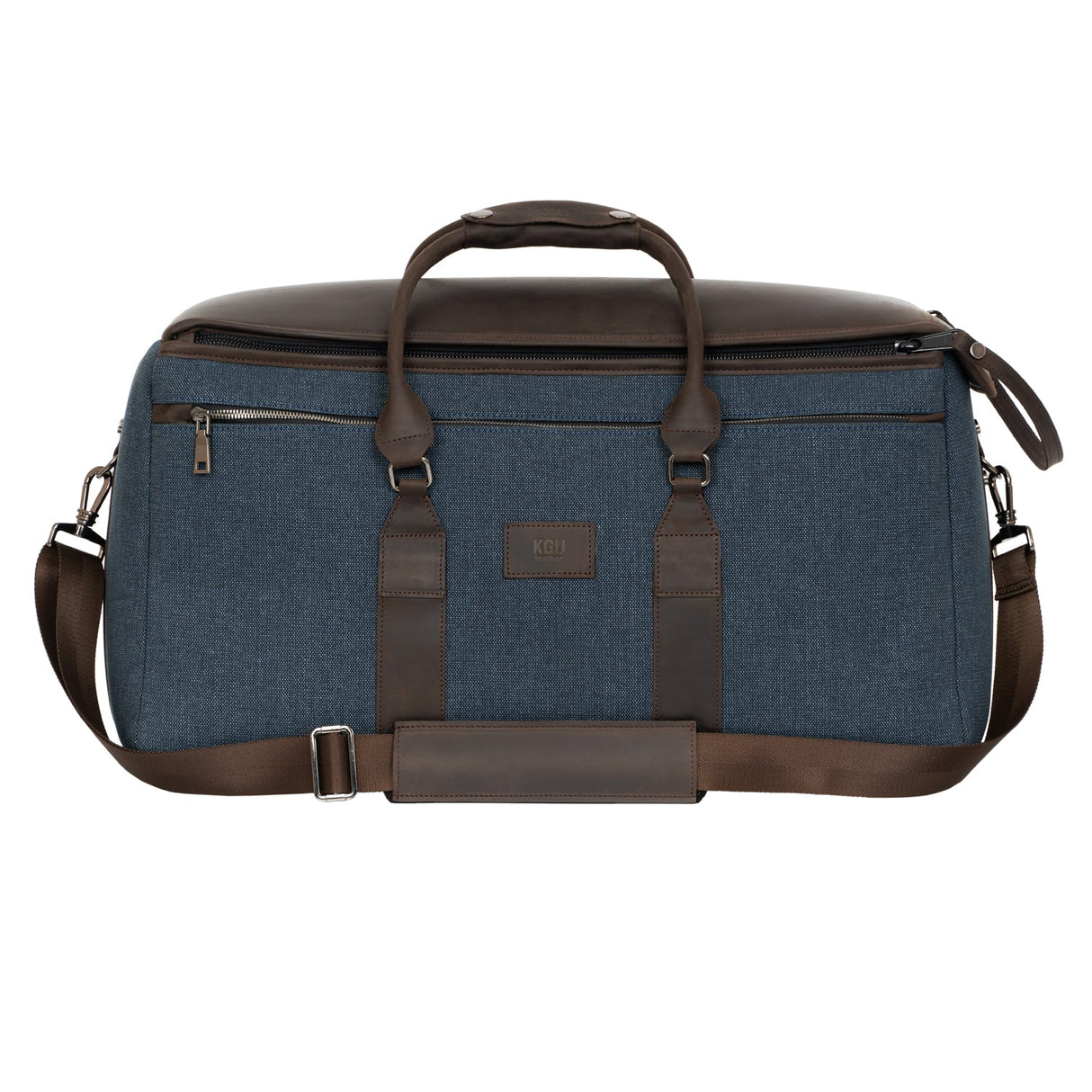 KGU Double Trumpet Gig Bag - Brown Leather / Blue Fabric